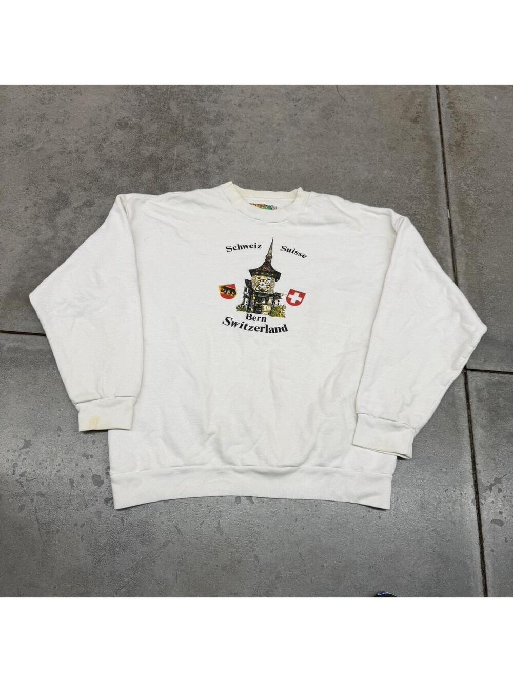 vintage switzerland schweiz suisse destination white bern crewneck size large